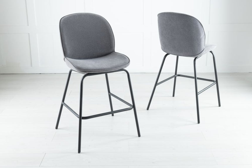 Etta Grey Fabric Bar Stool with Black Footrest-2