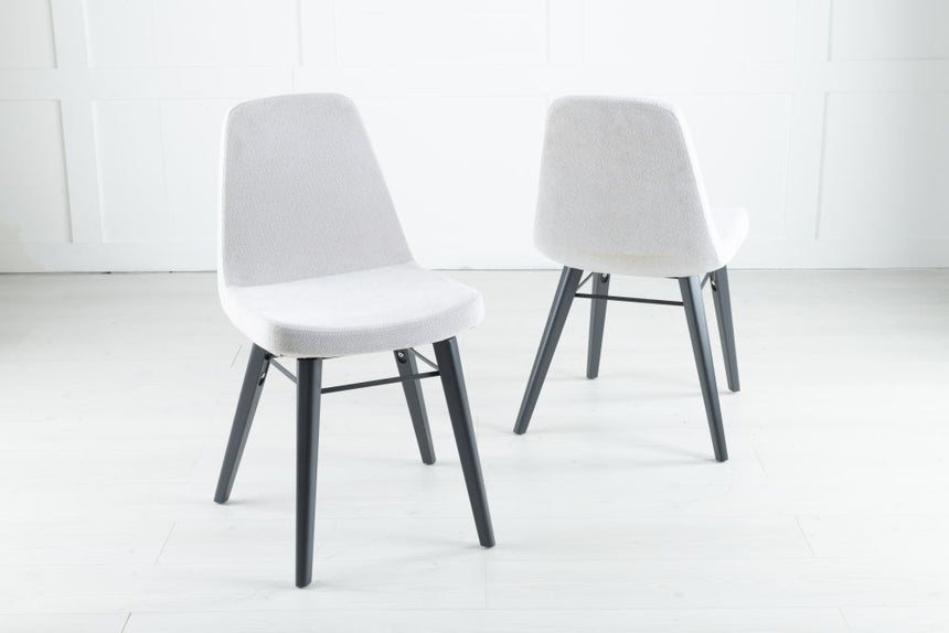 Gabi Light Grey Dining Chair, Velvet Fabric Upholstered with Black Metal Legs-2