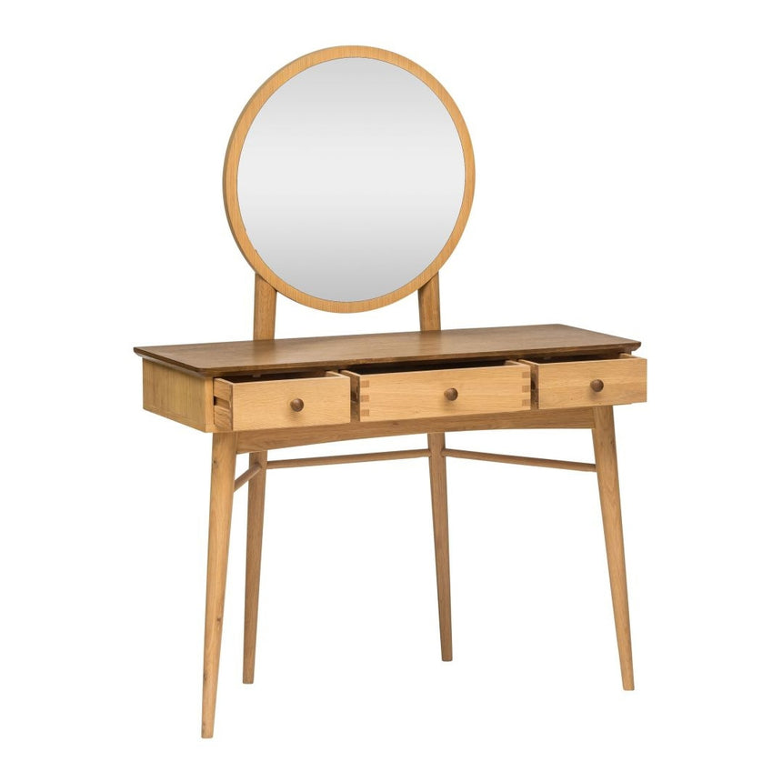 Connecticut Natural Oak 3 Drawer Dressing Table with Mirror