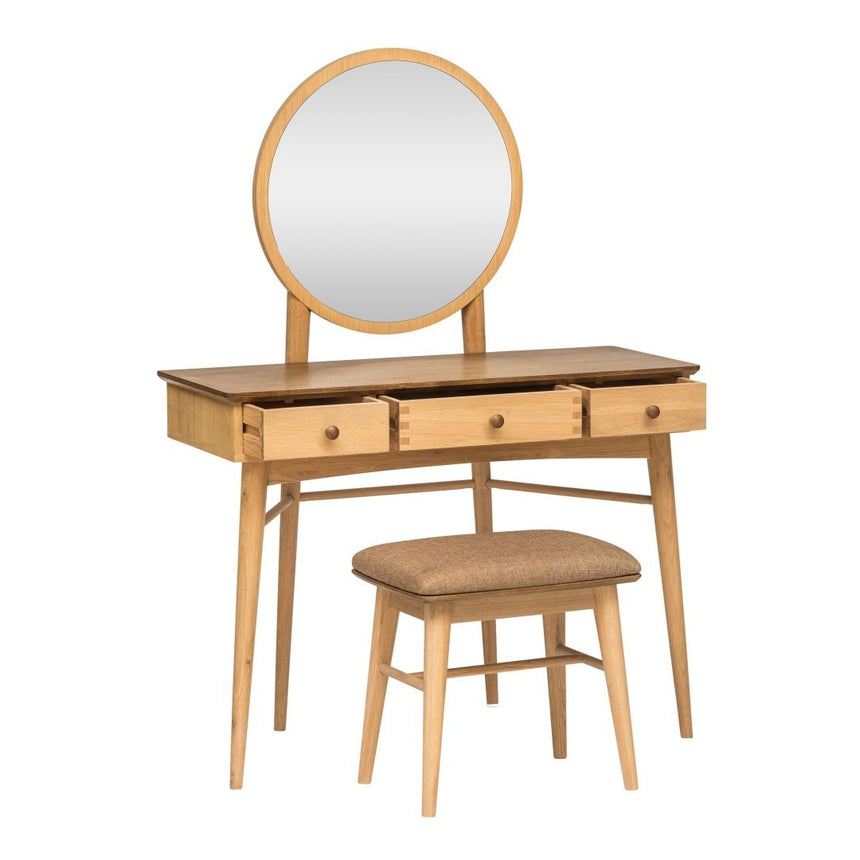 Connecticut Natural Oak 3 Drawer Dressing Table with Mirror