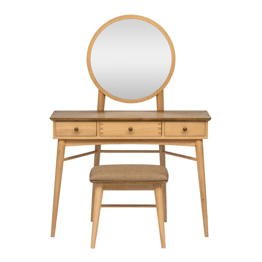Connecticut Natural Oak 3 Drawer Dressing Table with Mirror