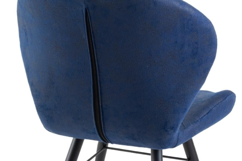 Arctic Blue Dining Chair, Velvet Fabric Upholstered with Round Black Metal Legs-4