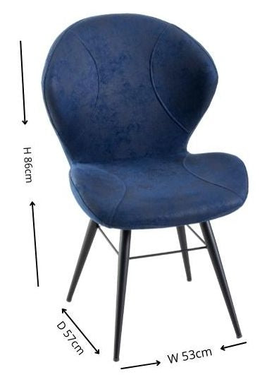 Arctic Blue Dining Chair, Velvet Fabric Upholstered with Round Black Metal Legs-6