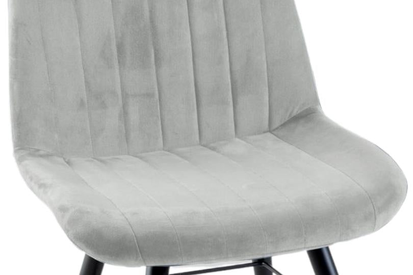 Piano Beige Dining Chair, Velvet Fabric Upholstered with Round Black Metal Legs-5