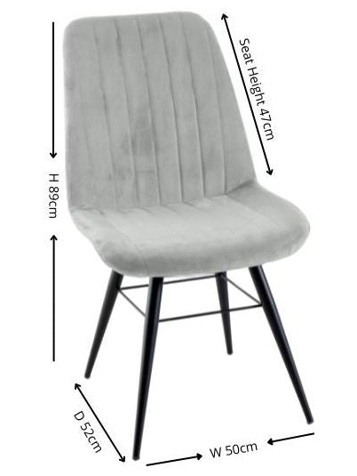 Piano Beige Dining Chair, Velvet Fabric Upholstered with Round Black Metal Legs-6