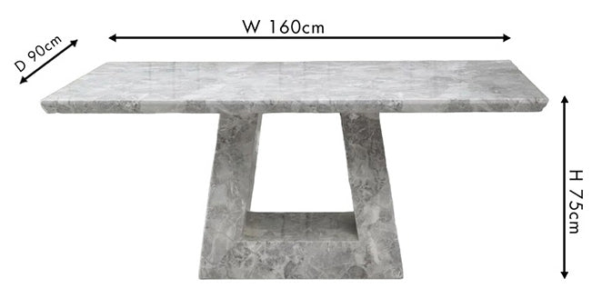 Milan 160cm Grey Marble Dining Table-6