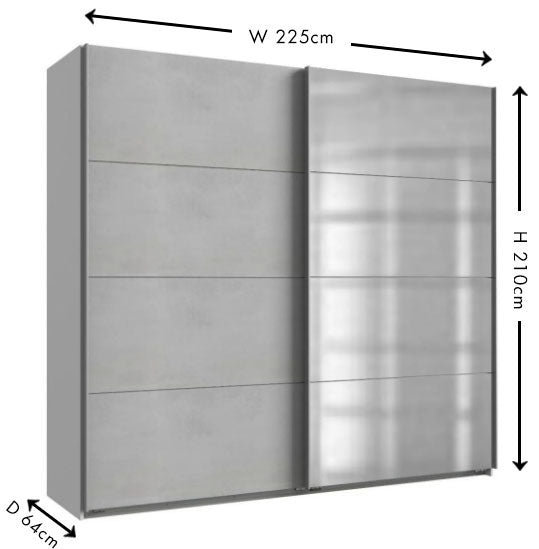 IN STOCK Ernie Concrete Grey 2 Door Sliding Wardrobe-3