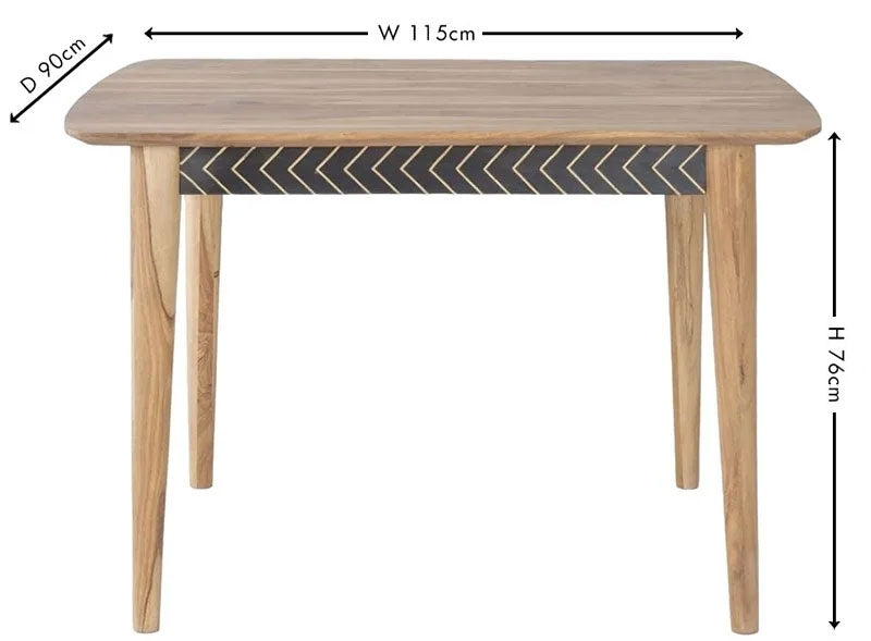 Luxuria Sheesham Dining Table, Indian Wood, 120cm Seats 4 Diners Rectangular Top with 4 Legs-6