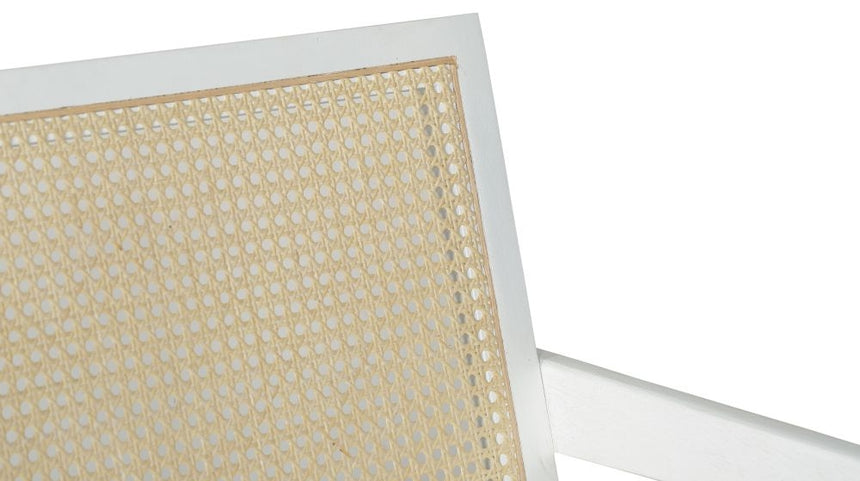 Jeanne Rattan Armchair, White Wooden Frame with Natural Cane Back-4