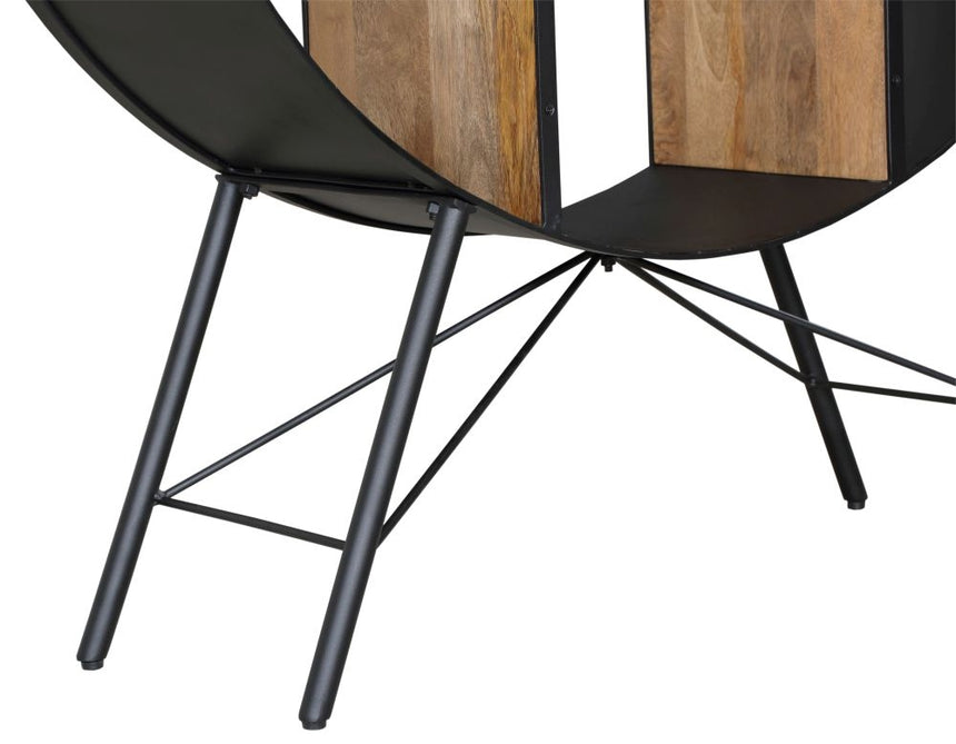 Reed Black Metal Industrial Open Round Bookshelf with 6 Shelves - Dia 120cm-4