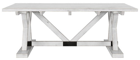 Farmhouse Mango Wood White Washed Trestle Coffee Table-2