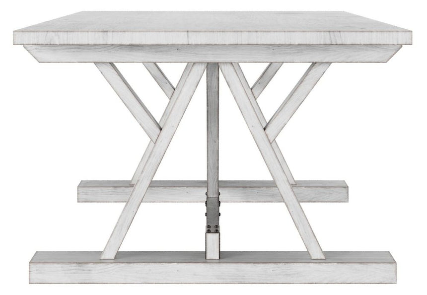 Farmhouse Mango Wood White Washed Trestle Coffee Table-3