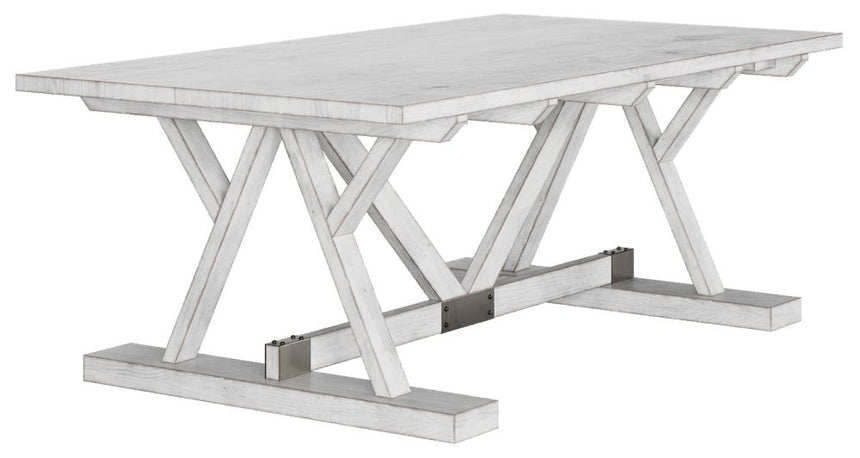 Farmhouse Mango Wood White Washed Trestle Coffee Table-4