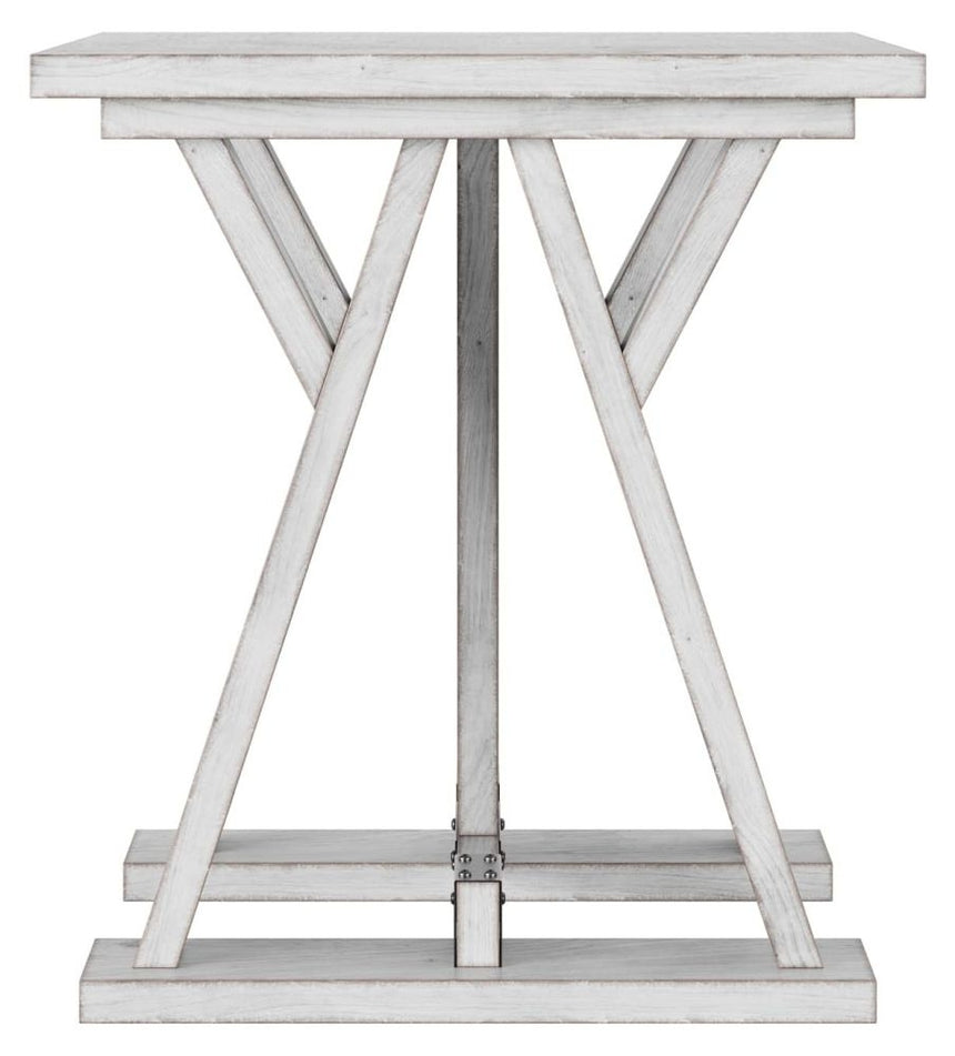 Farmhouse Mango Wood White Washed Trestle Side Table-3