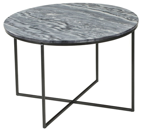 The Glam Home Black Round Coffee Table, Marble Top-2