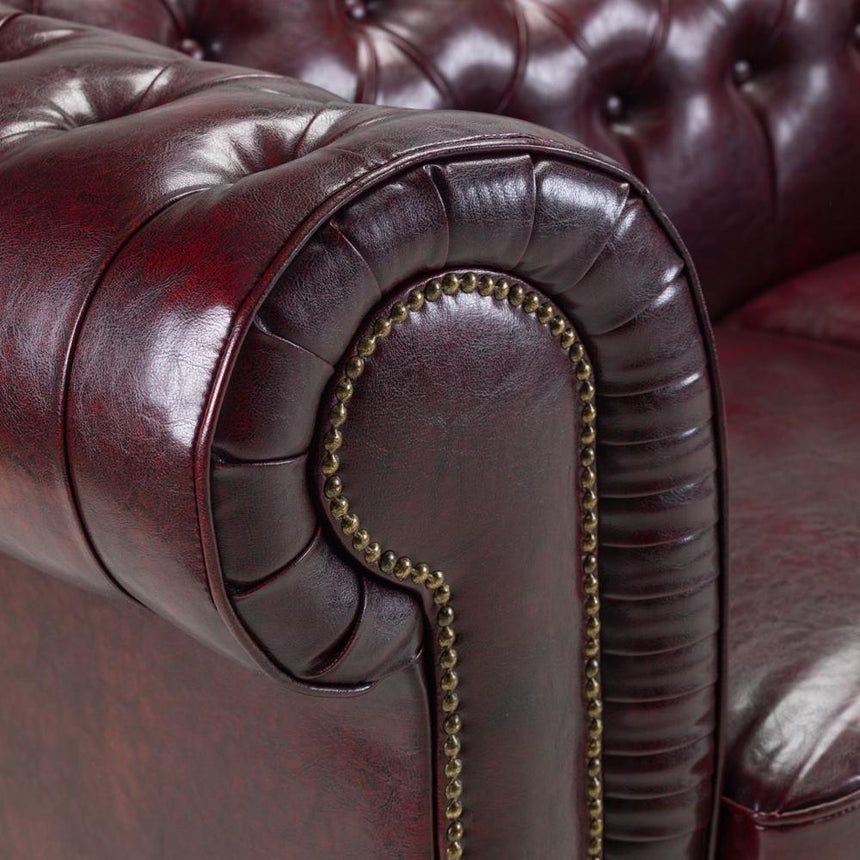 Chesterfield Leather Oxblood Red Armchair-2