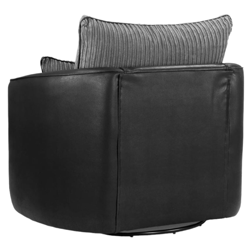 Logan Black and Grey Swivel Chair Sofa-6