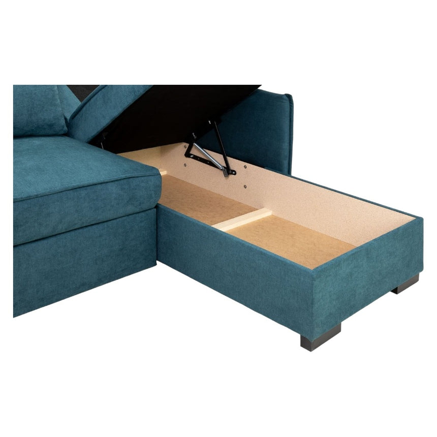 Miel Teal Fabric Universal Corner Sofabed with Storage-3