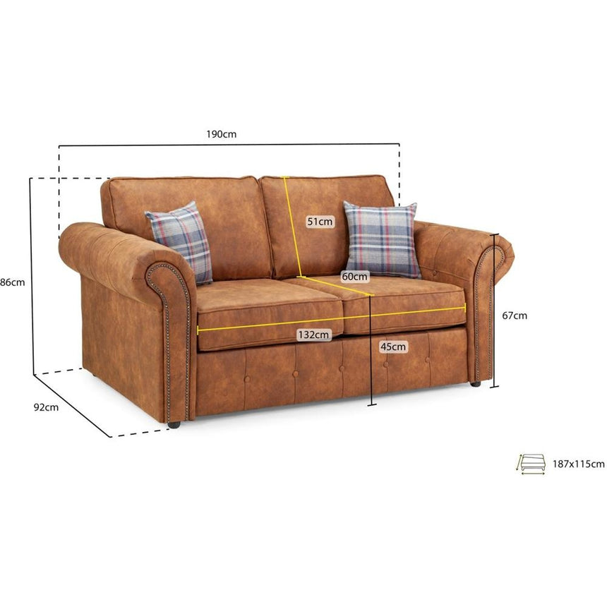 Oakland Tan 2 Seater Sofabed-3