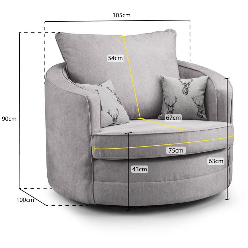Crusade Swivel Grey Fabric Chair Sofa