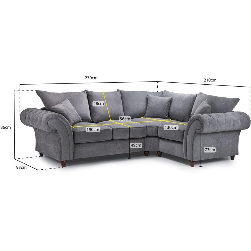 Windsor Fullback Grey Right Hand Facing Corner Sofa-7