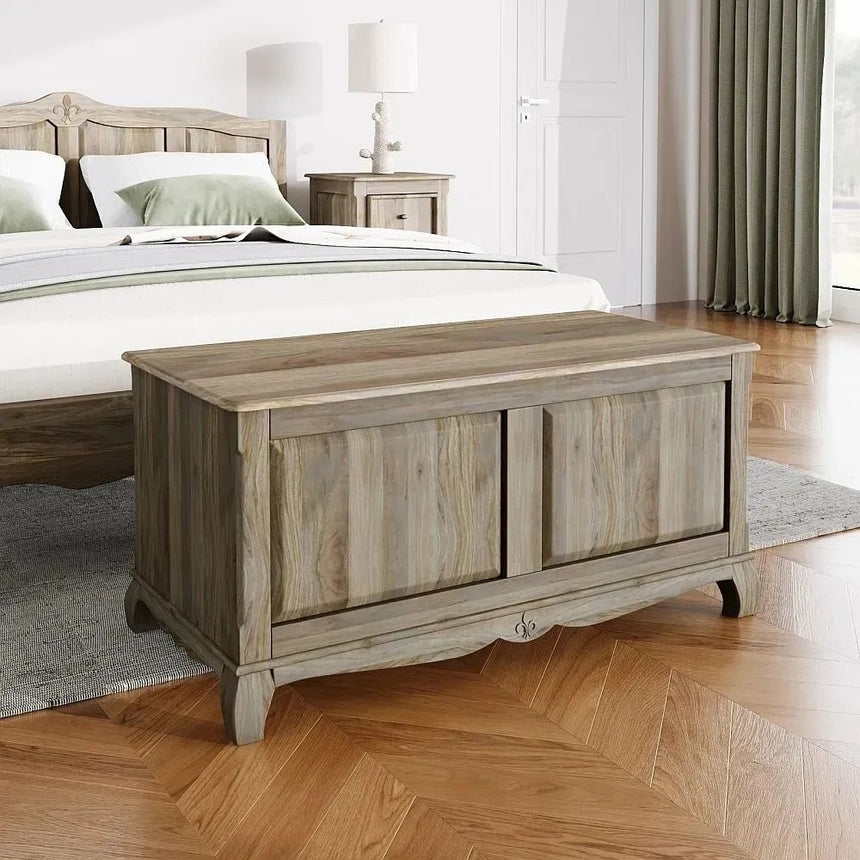 Fleur French Style Grey Blanket Box-6