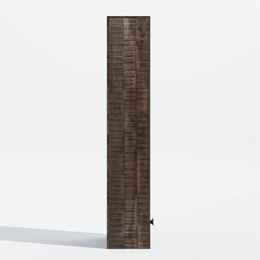 Dakota Mango Wood Narrow Bookshelf, Indian Dark Walnut Rustic Finish, 1 Drawer Bottom Storage Shelving Unit - Open Display Unit-3