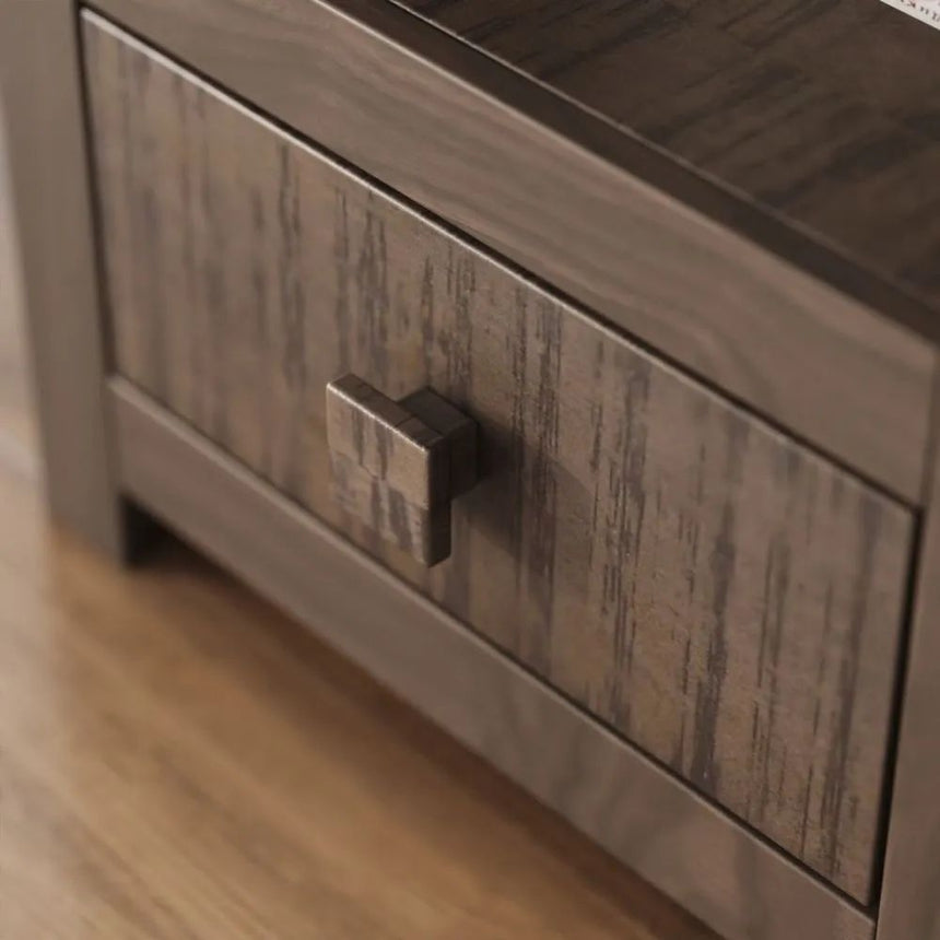 Dakota Mango Wood Narrow Bookshelf, Indian Dark Walnut Rustic Finish, 1 Drawer Bottom Storage Shelving Unit - Open Display Unit-5