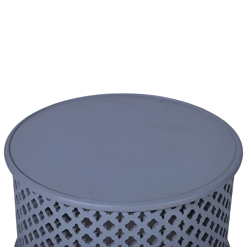 Jaipur Lattice Grey Mango Wood Round Coffee Table-8