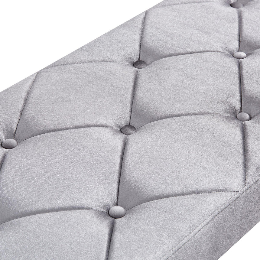 Louis Grey Velvet Fabric 170cm Dining Bench-6
