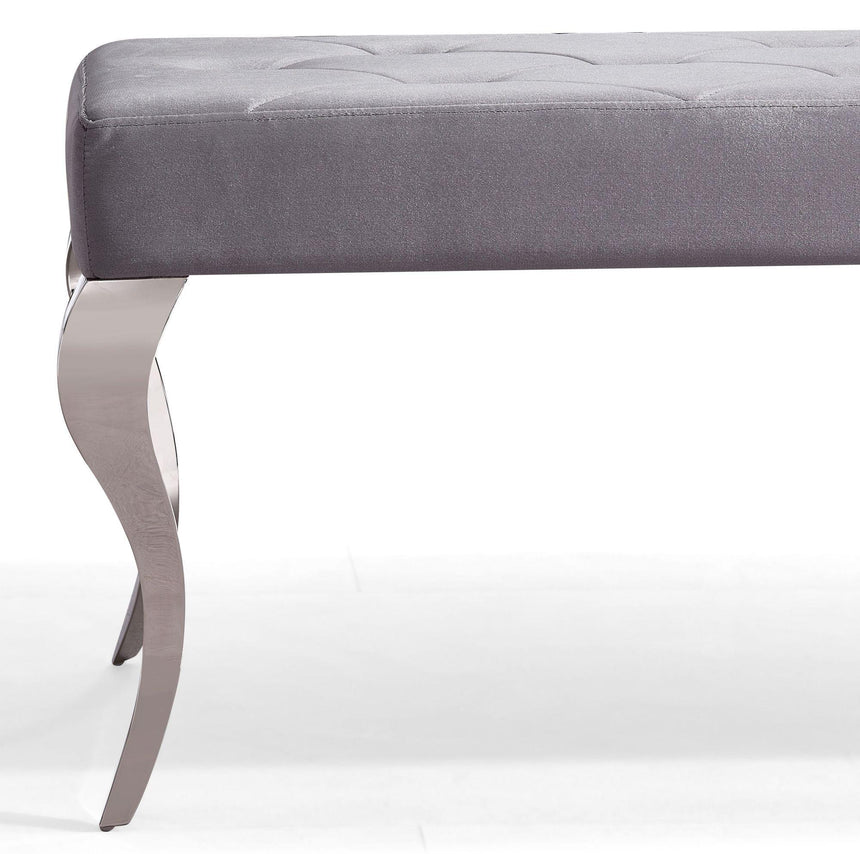Louis Grey Velvet Fabric 170cm Dining Bench-8