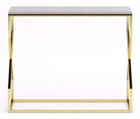 Scala White Marble Top and Gold Console Table-2
