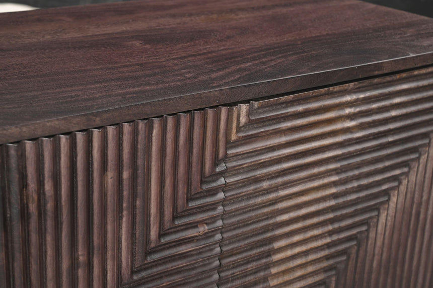 Highgrove Fluted 2 Door Sideboard in Walnut Finished Mango Wood-7