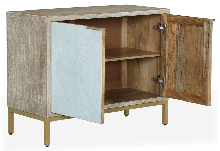 Temis Faux Marble Finish Grey Washed 2 Door Small Sideboard-4