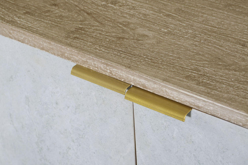 Temis Faux Marble Finish Grey Washed 2 Door Small Sideboard-7