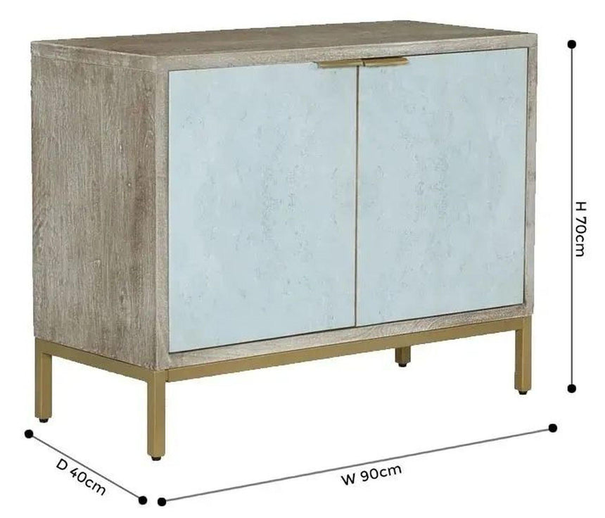 Temis Faux Marble Finish Grey Washed 2 Door Small Sideboard-9