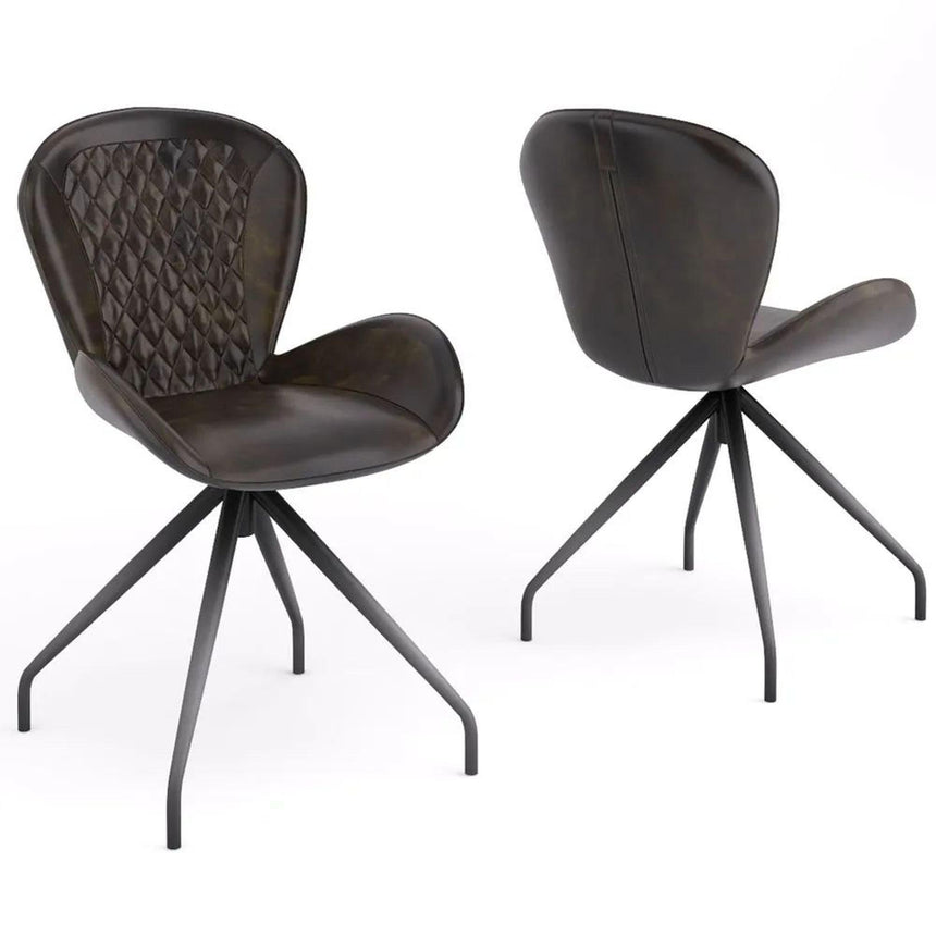 Aleah Bottle Green Leather Dining Chair-2