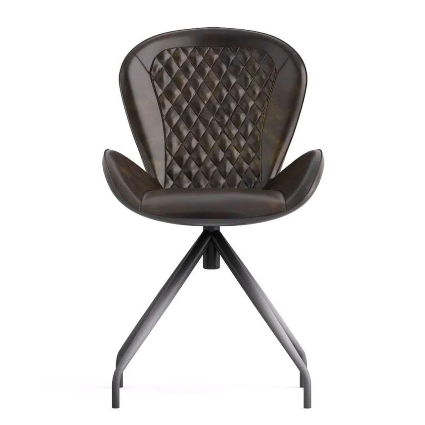 Aleah Bottle Green Leather Dining Chair-3