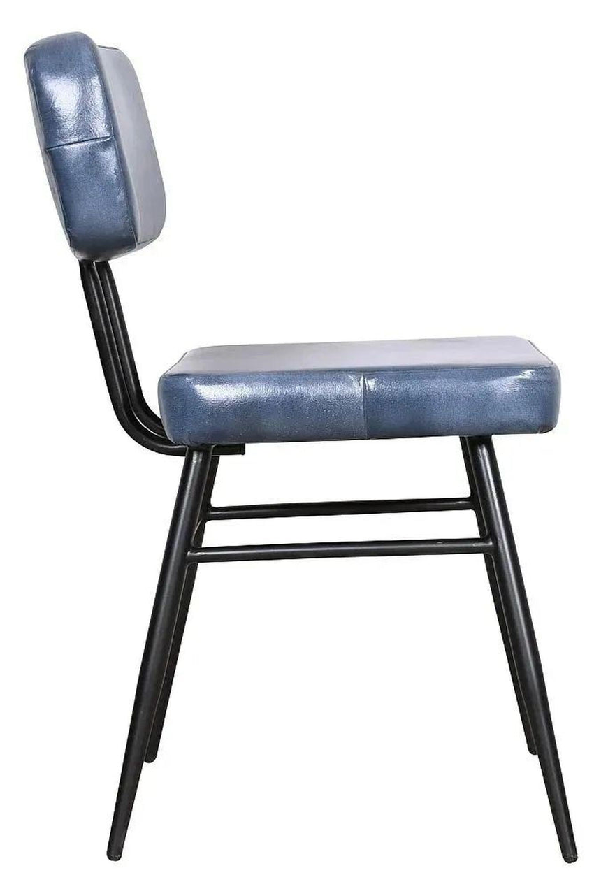Louise Blue Leather Dining Chair-3