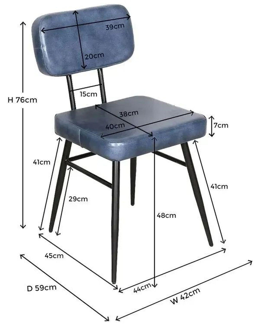 Louise Blue Leather Dining Chair-6