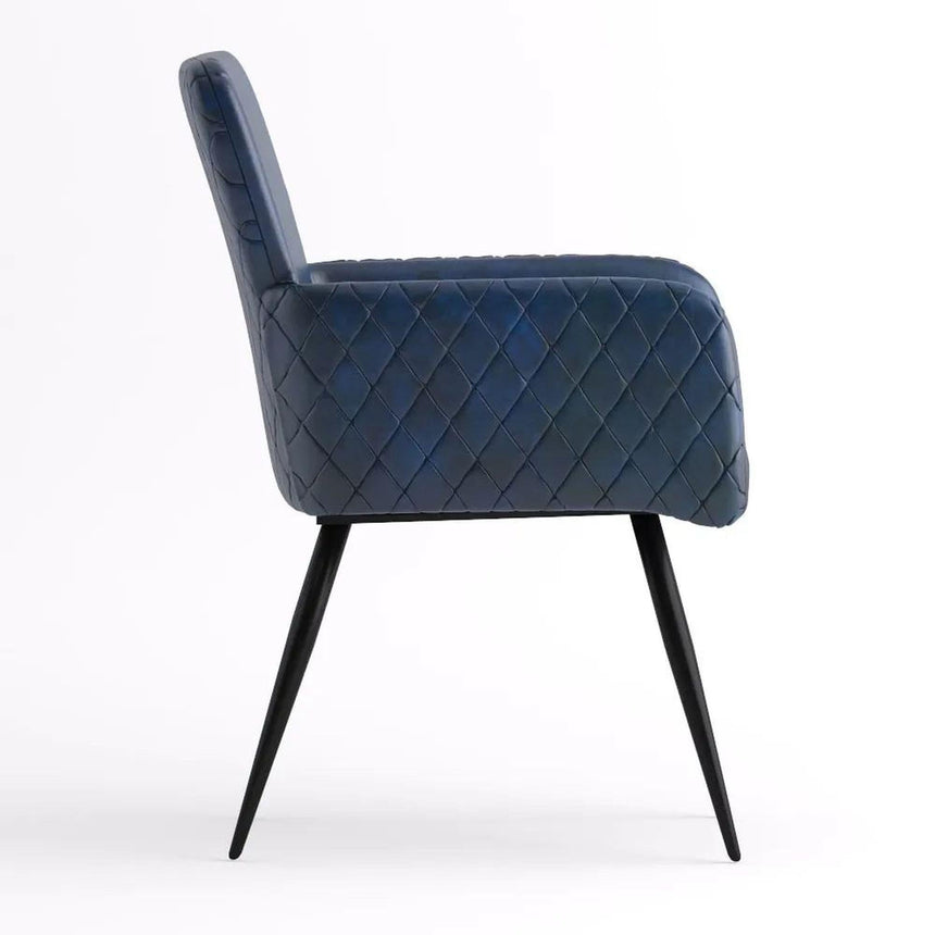 Stanton Navy Blue Leather Dining Armchair-4