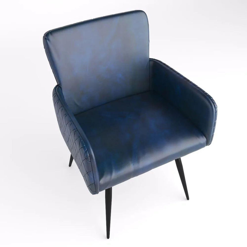 Stanton Navy Blue Leather Dining Armchair-5