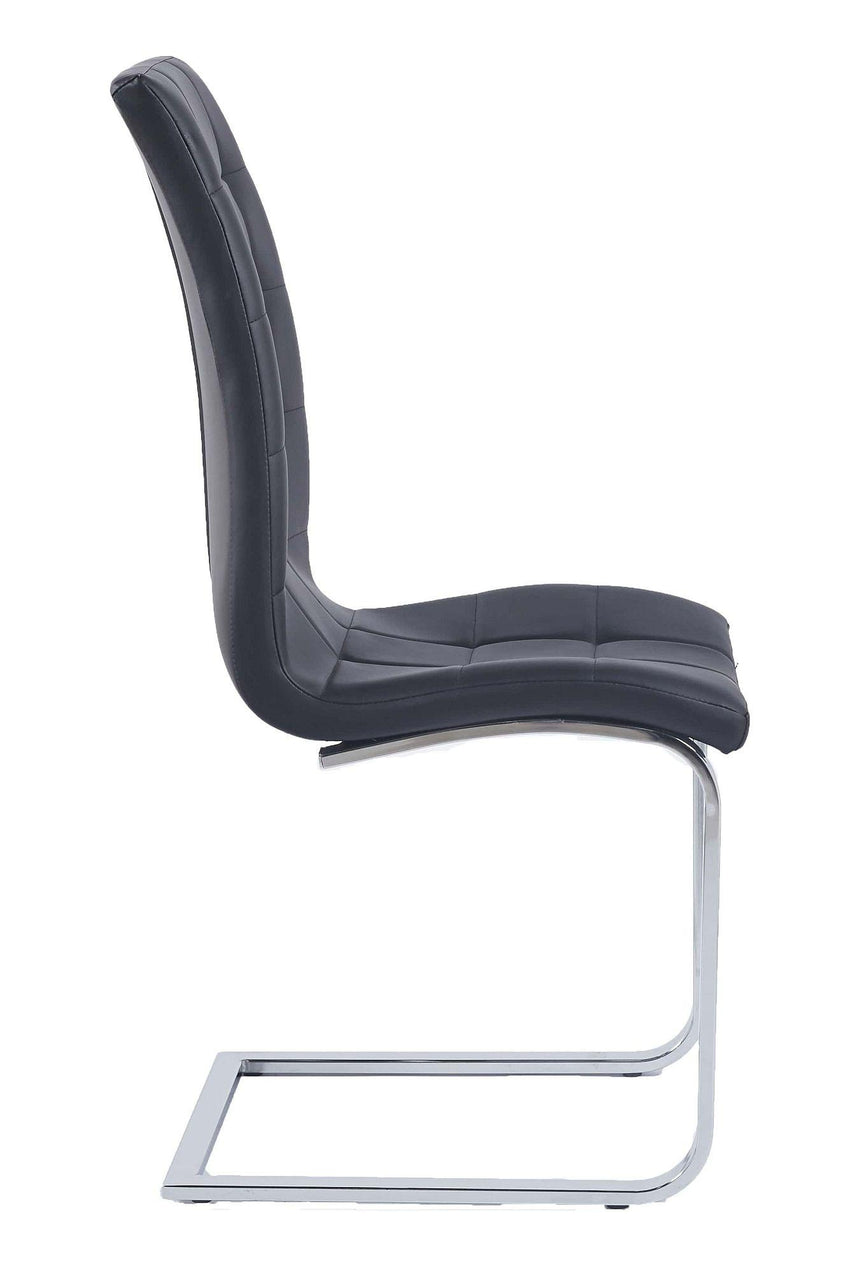Jamison Black Faux Leather Dining Chair and Chrome Cantilever Base-4