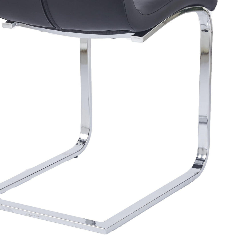 Jamison Black Faux Leather Dining Chair and Chrome Cantilever Base-9