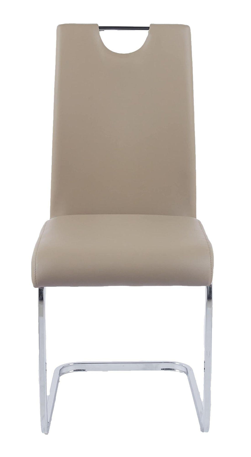 Bianco Beige Faux Leather Dining Chair and Chrome Cantilever Base-3