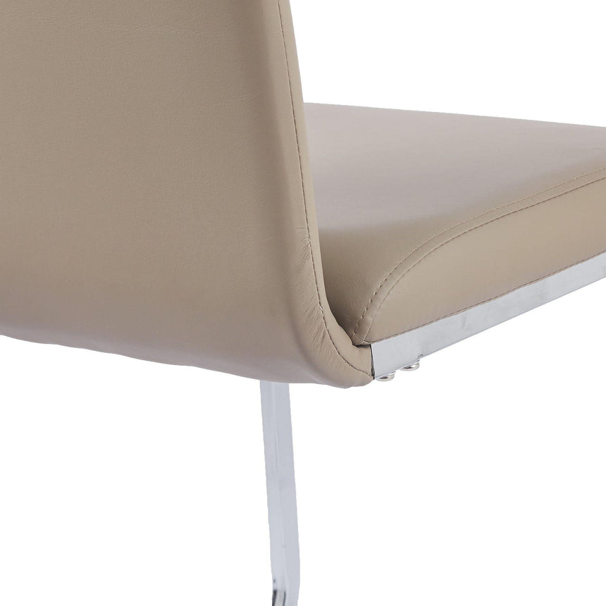 Bianco Beige Faux Leather Dining Chair and Chrome Cantilever Base-8
