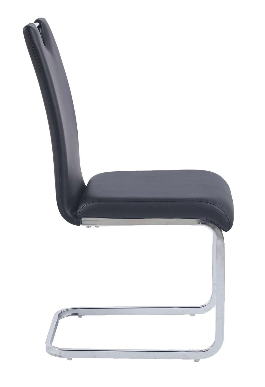 Bianco Black Faux Leather Dining Chair and Chrome Cantilever Base-4