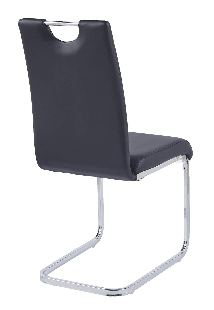 Bianco Black Faux Leather Dining Chair and Chrome Cantilever Base-5