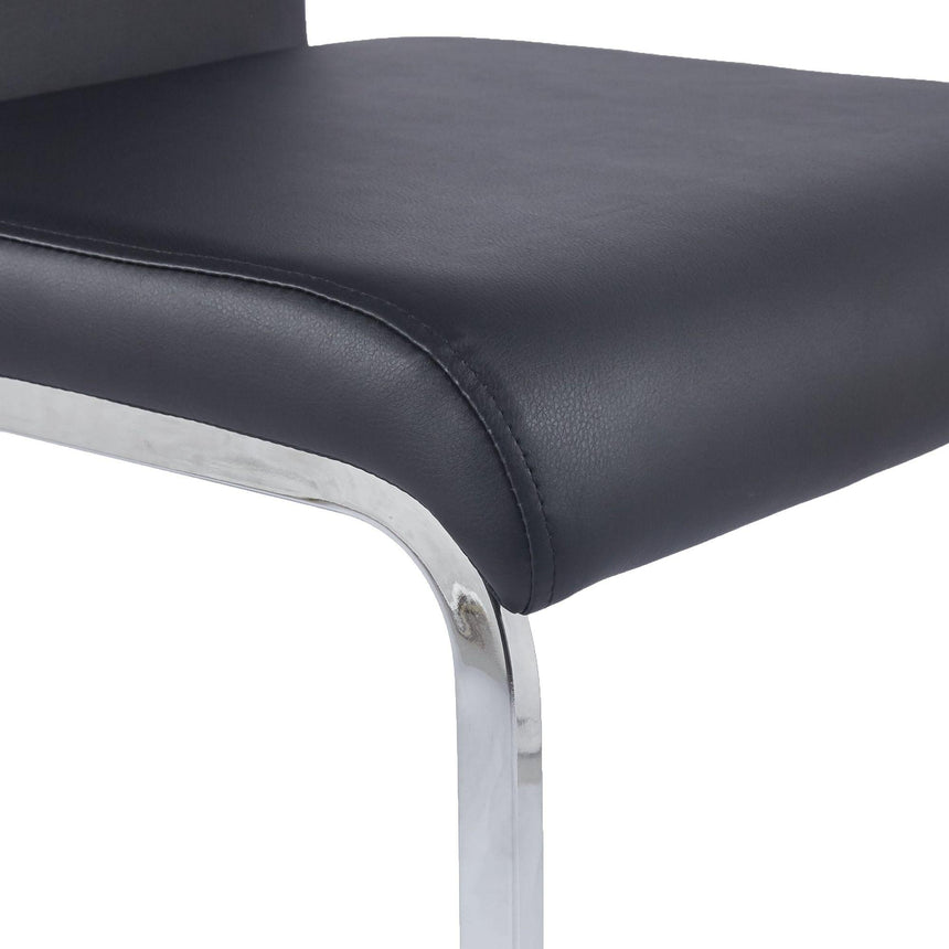 Bianco Black Faux Leather Dining Chair and Chrome Cantilever Base-7