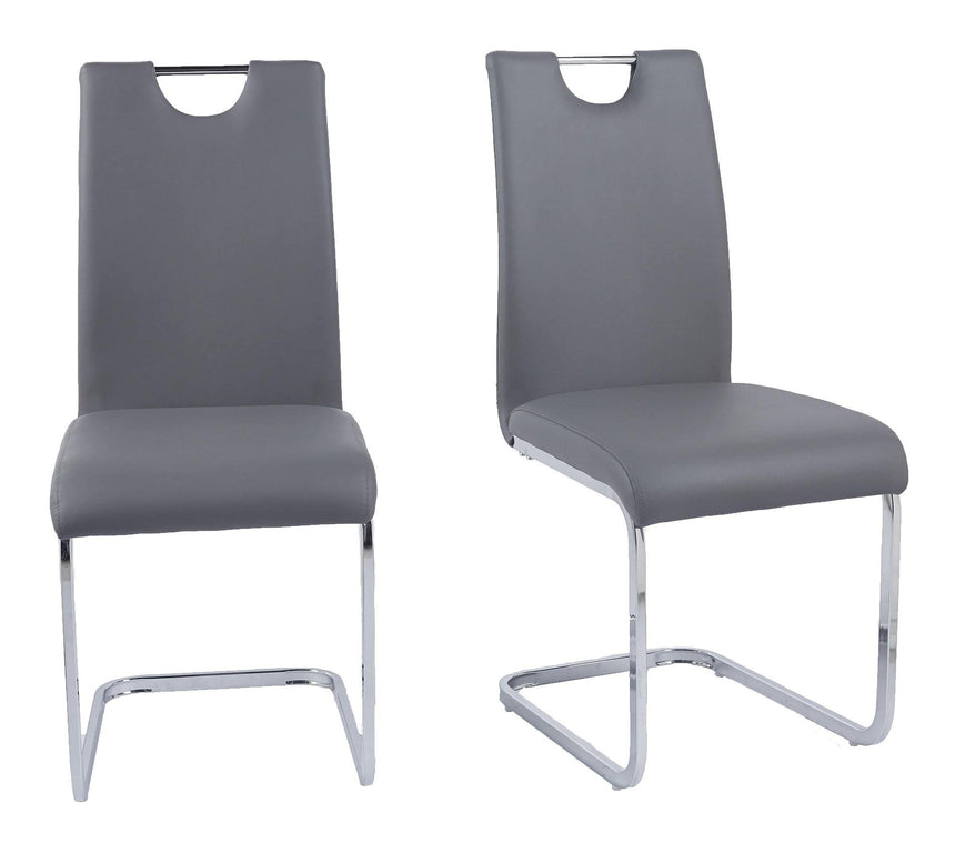 Bianco Grey Faux Leather Dining Chair and Chrome Cantilever Base-3